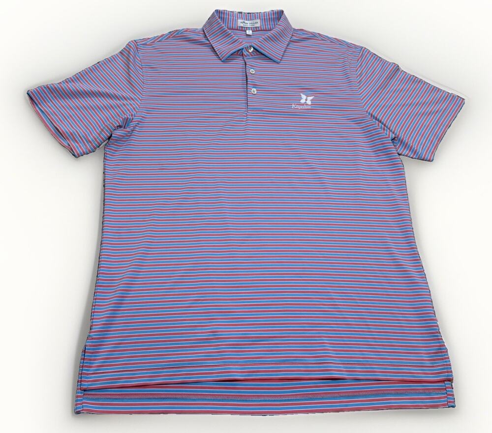 Peter Millar Polo Shirt Mens Medium Striped Summer Comfort Kapalua Logo